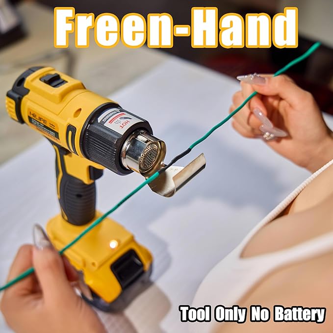 Cordless Heat Gun for DeWALT 20v Battery,Lithium Hot Air Gun, 5 Nozzle Attachments,2-Temp Setting Max 1022°F(550°C),Heat Gun for Shrink Wrapping, Tube Bending (Tool Only, NO Battery)