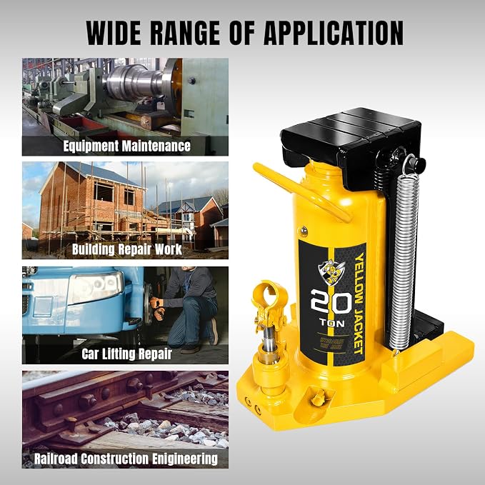 YELLOW JACKET Toe Jack 10 Ton Toe/ 20 Ton Top Capacity Hydraulic Machine Jack Lift,Air Hydraulic Claw Jack for Car Repair,Machinery,Industry Equipment