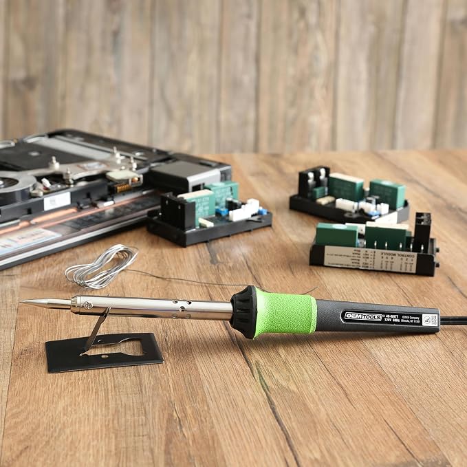 OEMTOOLS 24760 40 Watt Soldering Iron, Soldering Iron Kit for Electronics and Automotive Repairs, Pencil Grip Tool with Metal Stand, Stainless Steel Barrel, 55 Inch Power Cord