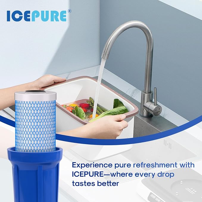 ICEPURE 5 Micron 20" x 4.5" Whole House Upgraded Activated Carbon Water Filter, 20-Inch Enhanced Lead Removal Water Filter Cartridge, Compatible with FC25B, EPM-20BB, CB-BB-20, CTO20BB-CQB, 1 PACK