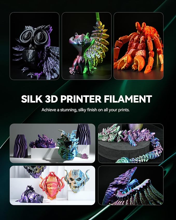 SUNLU Silk Triple Color PLA Filament, Silk PLA 3D Printer Filament 1.75mm, Neatly Wound Shiny Silk 3D Printer Filament 1.75mm ±0.02mm, 1KG Spool (2.2lbs), Silk Triple Color (Blue Green Purple)