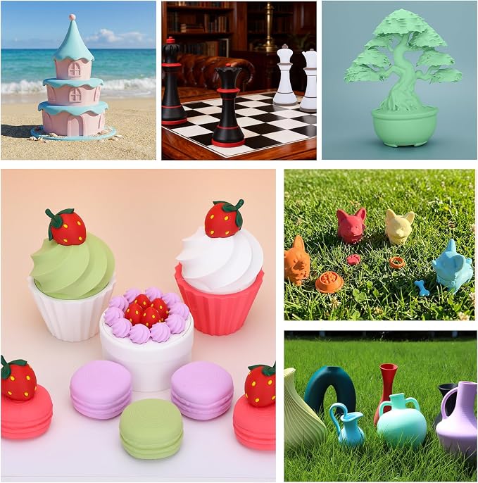 3DHoJor Matte PLA 3D Printer Filament Bundle, Multicolor Filament 1.75mm, Vacuum Packed, 0.25kg*8 Pack, 2kg Total, Milky White+Pink+Tangerine+Yellow+Green+Light Blue+Strawberry red+Lilac