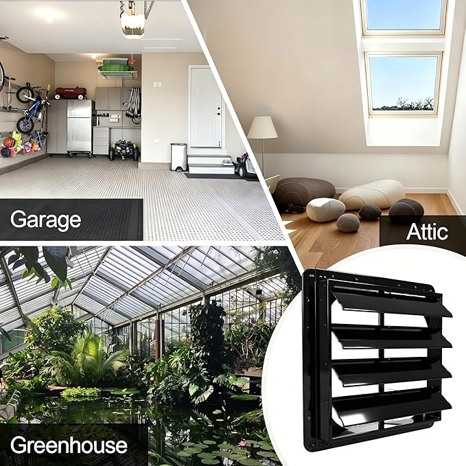 Galvanized Sheet Automatic Exhaust Louver Vent (Fan Blades and Motor Not Included) for Residential Attics, Workshops, Barns, Greenhouses (18inch)