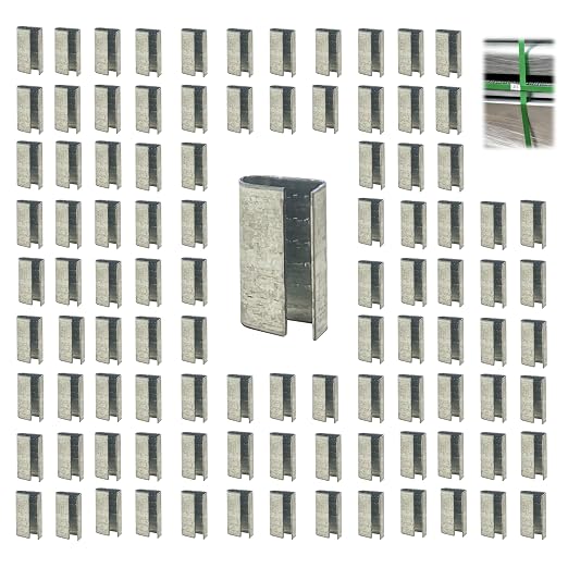 Packaging Strapping Metal Buckle - Open Snap-in Seals for 1/2"or 5/8" Pallet Strap, Banding Keepers for Securing Heavy Packaging and Shipping, Provide Increased Load Securement(Pack of 50)