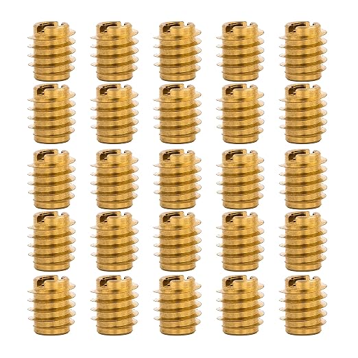 E-Z LOK Knife Threaded Insert for Hard-Wood, Brass Thread Inserts 6-32 Internal Threads, 0.375" Length Pack of 25