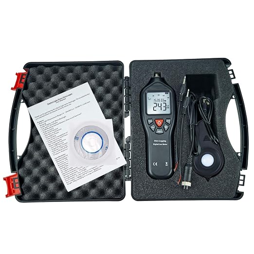 Digital Light Lux Meter with Data Logging FunctionMeasurement Range 0 to 200,000 Lux Auto Ranging Instrument Detachable sensors Used in The Home, Light Pollution Outdoors (Lux Meter w/Data Logging)