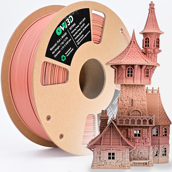 OVV3D PLA Filament Wood PLA, 3D Printer Filament Gradient Multicolor Wood PLA Filament 1.75mm +/- 0.02mm 1kg(2.2lbs) Add 20% Real WoodFiber