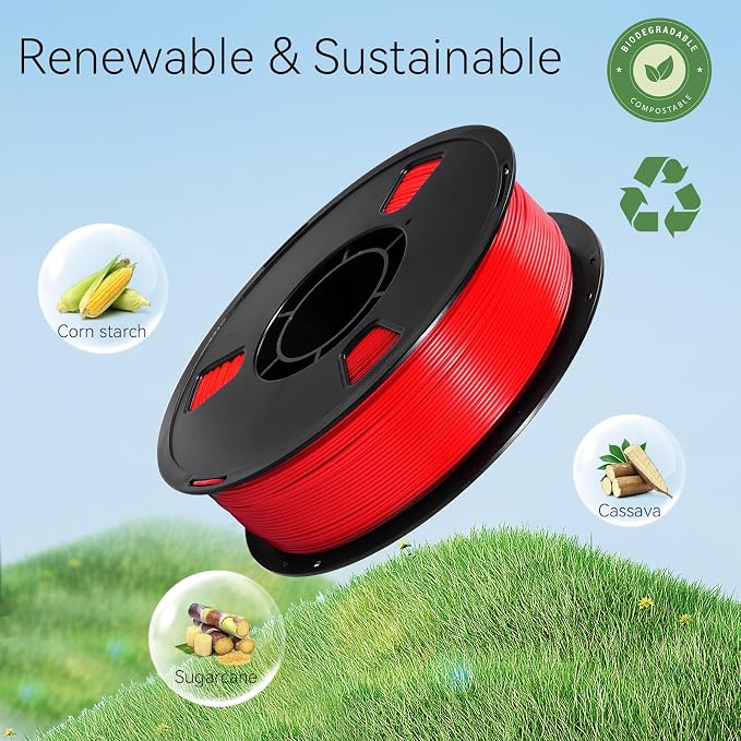 Dynta PLA 3D Printer Filament 2-Pack, Blue + Red, 1kg Per Spool, 1.75mm ±0.02mm. Widely Compatible with Creality, Bambu Lab and Flashforge, Ideal for Beginners and Creative Makers