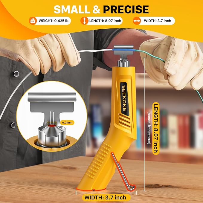 SEEKONE Mini Cordless Heat Gun with 4-Temp Settings (Up to 752°F) and Memory Function, USB Rechargeable Hot Air Gun, Fast Heating with Reflector Nozzle for Crafting, 3d printing and Shrink Wrapping