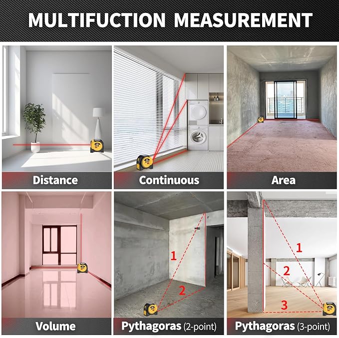 Laser Tape Measure 3 in 1 Laser Rangefinder Tape Measure