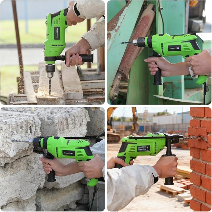 GALAX PRO 7Amp 850W 2-in-1 Hammer Drill, 0-3000 RPM, 13 mm Metal Chuck | 360° Adjustable Auxiliary Handle, Comes with 13 Accessories, Suitable for Concrete, Metal, and Wood