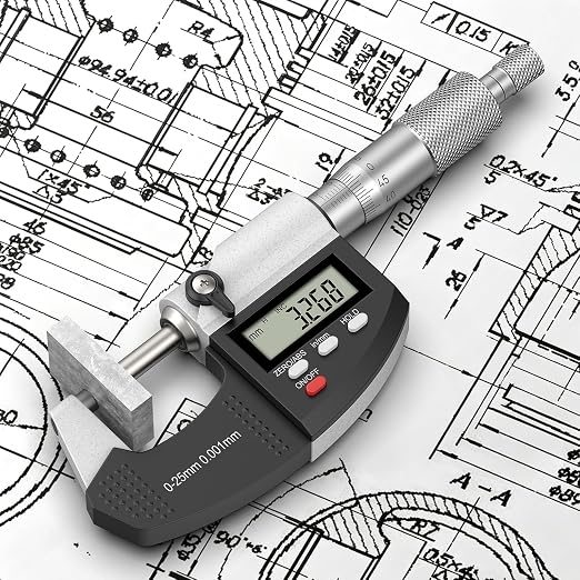 HDLKNAK Dual-Mode Micrometer, Digital Outside Micrometer Precision Measuring Tool, 0-1"/0-25 mm, Inch/Metric 0.00005"/0.001 mm, Machinist Thickness Gauge Tool, Large LCD Display with Protective Case.
