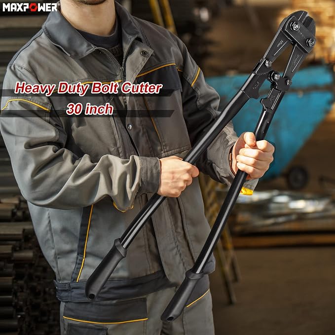 MAXPOWER Bolt Cutter 30 inch, Max Jaw Opening 13/16", Heavy Duty Metal Cutters with Ergonomic Rubber Long Handle