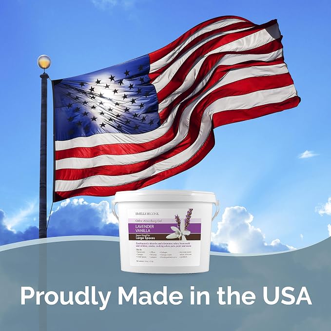 SMELLS BEGONE 1-Gallon Gel Odor Eliminator – High-Capacity, Long-Lasting Absorber for Large Basements, Garages, Workshops & Commercial Areas – Remove Tough Odors with Essential Oils (Lavender Vanilla)