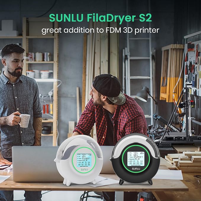 SUNLU S2 Filament Dryer, Black | Built-in Circulation Fan,70℃ Max Temperature,Dehydrator and Storage Box,For Nylon TPU PLA PETG ABS,1.75/2.85/3.00mm