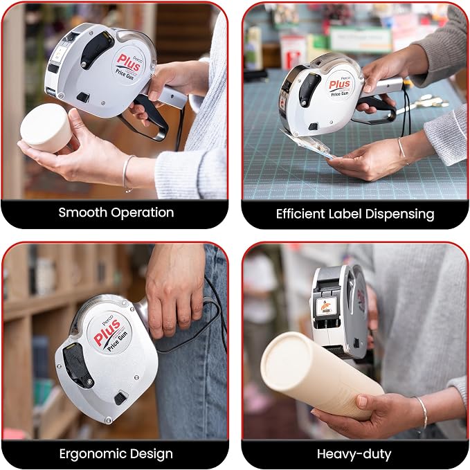 Perco Plus 1-Line Price Marking Gun with Labels Kit - Compares to Monarch 1131-01 Band Includes 1-Line 8-Character Band Price Labeler Gun, 9,000 Blank White Labels, a Label Scraper, and an Extra Inker