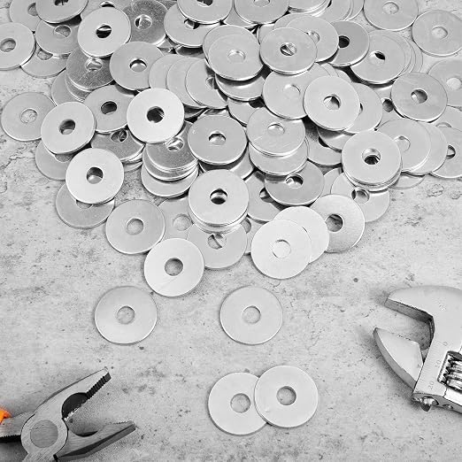 Yaocom 200 Pieces 5/16" x 1-1/4" Zinc Fender Washers Thickness 2mm Fender Washers for Wood and Wet Environment