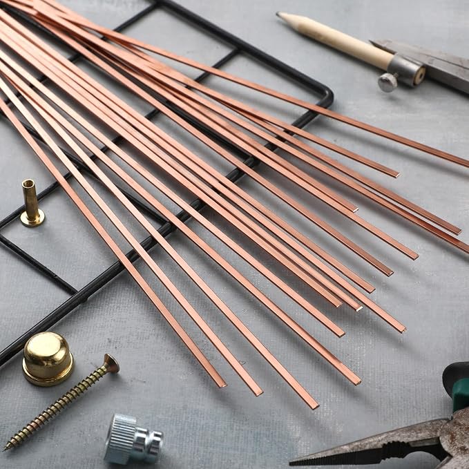 Tandefio Brazing Rods AWS BCuP-1 40 Sticks, Copper Solder Flat Welding Rods 0.050"x1/8"x10" for Air Conditioning, Refrigerator, Cold Storage & HVAC Units, Phos Copper Brazing Alloys