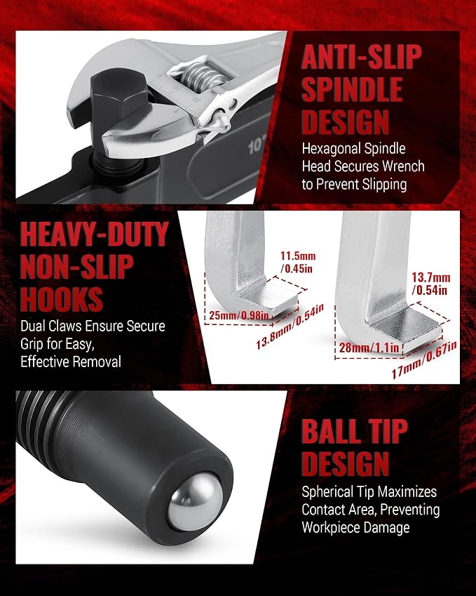 6" and 10" 2-Jaw Gear Puller Set, 2 Pack with Small (0-5.35" External/1.7-5.7" Internal) & Large (0-8.2" External/3-10.5" Internal) Spread, Heavy-Duty Bearing, Flywheel, Pulley and Gear Remover Tool