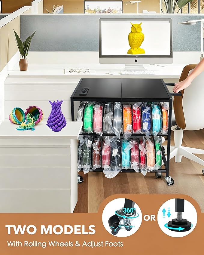 3D Printer Stand with Filaments Storage-Small 3D Printer Table for Consumables Storage,Heavy Duty 3D Printer Cart Desk Suitable for Workshops, Studios and Offices(Black)