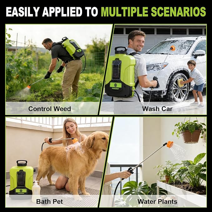 4.2Gal Upgrade Backpack Sprayer with Detachable Battery, 0-100 PSI Adjustable Electric Backpack Sprayer, 100+ Gal Per Charge, Long Range Sprayer for Large Yards