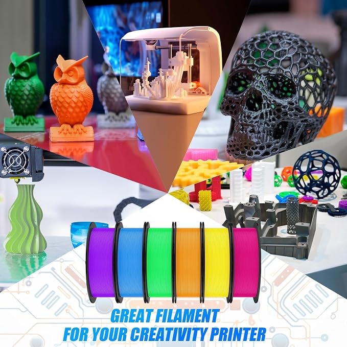 Pangda 3D Printer Filament Pla Bundle 1.75mm Multicolor, ±0.02mm Dimensional Accuracy, 3D Printing Filament for DIY Projects, Holiday Crafts(1.5 kg,Rainbow Color)