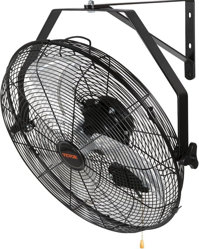 VEVOR Wall Mount Fan, 18 Inch 4150 CFM, 3-speed Wall Mounted Metal Fan