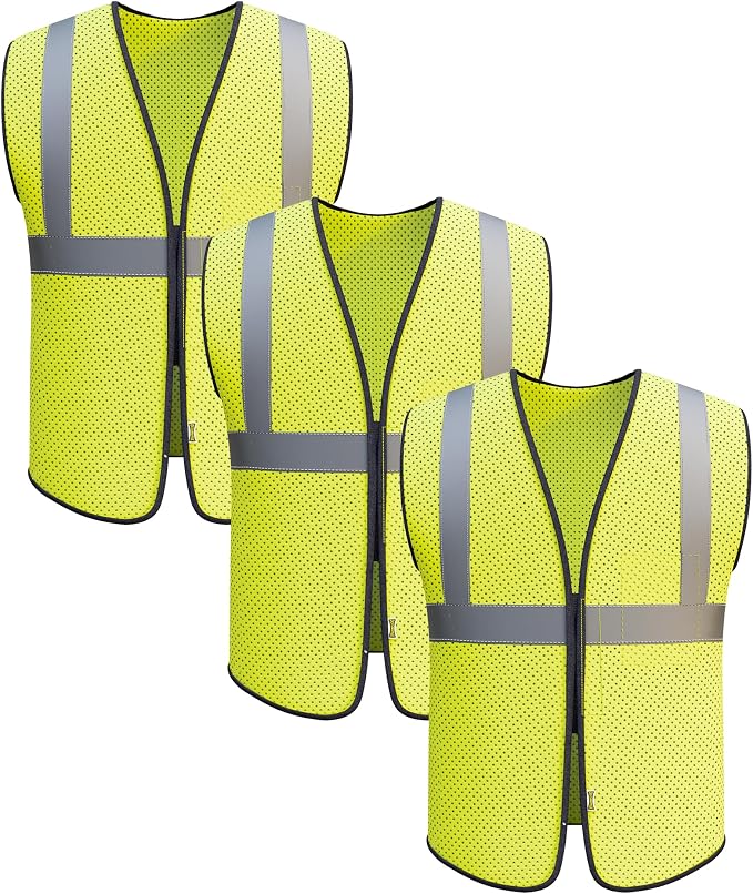 OccuNomix ANSI/ISEA 107-2020 Class 2 Type R Mesh Surveyor Vest - Reflective Safety Vest with Pockets, Dual Sizes (S/M-4X/5X)
