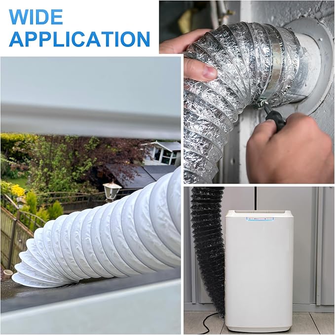 PATIKIL 8 Inch Air Duct, 8Ft Length Dryer Vent Hose Flexible Aluminum Ducting Ducting Dryer Vent 2 Clamps Included for Heating Ventilation Air Conditioning, Black