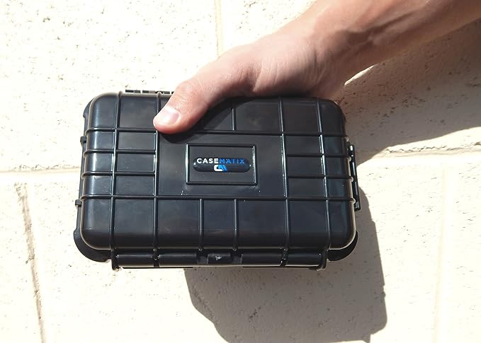 CASEMATIX 8" Waterproof Small Hard Case with Customizable Foam for Portable Electronics, Tools and Accessories - Hard Shell Small Plastic Case with Pre-Diced Travel Case Foam Interior