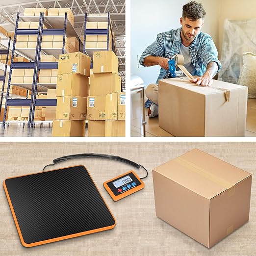 Fuzion Shipping Scale, 440LB x 10g Accurate Digital Postal Scale, Hold/Tare | Carbon Fiber Platform, Digital Shipping Scale for Packages, Luggage, Mailing, Small Pet, Battery & AC Adapter Included