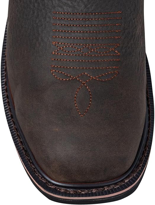 Steel Toe Work Boots for Men Cowboy Boots Square Toe Waterproof Leather Rancher Western Safety Shoes Brown