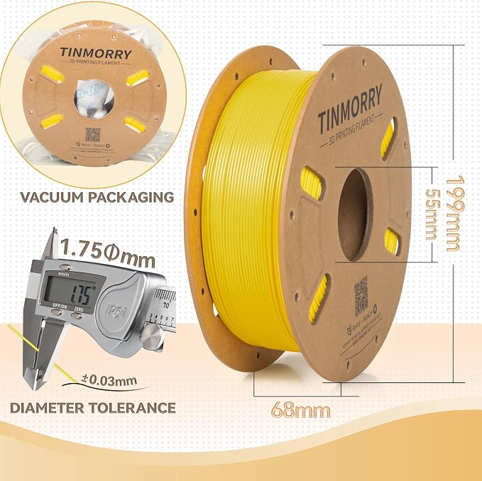 TINMORRY PETG Filament Bundle, Rapid PETG 3D Printer Filament 1.75 mm Multicolor Pack, Bright Yellow & Mint Green & Sky Blue & Orange, 1 KG x 4 Spools