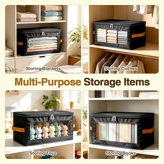 4 Pack Foldable Filament Storage Box, 3D Printer Filament Containers with Transparent Window, Desiccants & Labels, Holds 24 Rolls, Water-Resistant Organizer for Home Office Workshop Studio