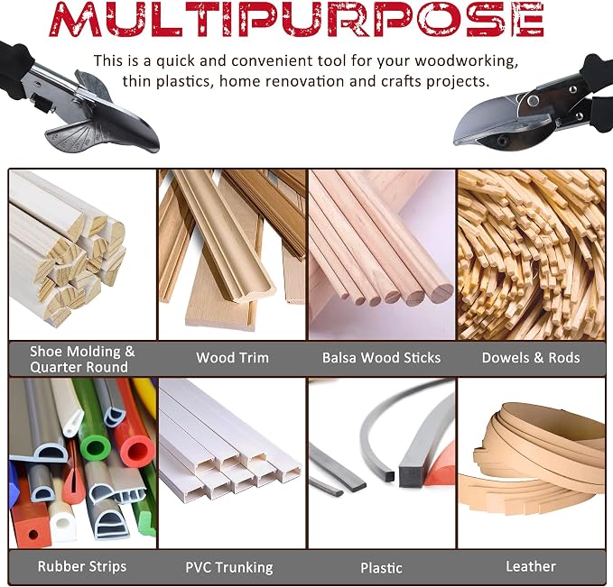 JAVIKA Multi Angle Miter Cutter, Wiring Duct Miter Shears Cutting for 45 To 120 Degree Angular Scissor Soft Wood, Plastic, PVC, Rubber Materials Moulding and Trim, Chamfer and Quarter Round Cutters