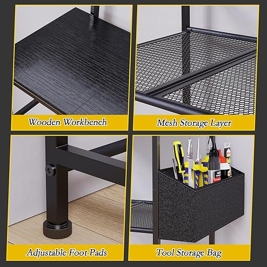Emfogo 3D Printer Stand with Filament Storage, 5 Tier 3D Printer Table with Storage Bag, 3D Printing Desk Wall Anchorage for Home Office Workshop Studio (19.7" L×16.1" W×63.8" H)