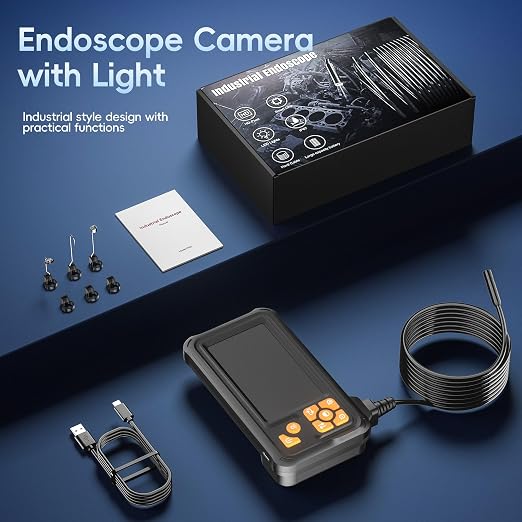 50FT Endoscope Camera with Light, 1080P HD Borescope Inspection Camera with 8 LED Lights, IP67 Waterproof Sewer Tools Snake Camera with 4.3" IPS Screen, 50Feet Semi-Rigid Cable for Father's Day