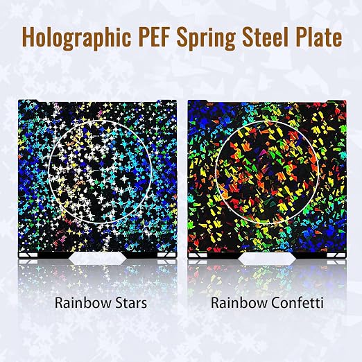 IdeaFormer-3D PEF H2S H2D Build Plate 346x355mm, Rainbow Confetti PEF+Galaxy PEY Spring Steel Bed Plate for Bambu Lab H2S, H2D, H2D Combo 3D Printer Platform, 350mmx320mm Print Size