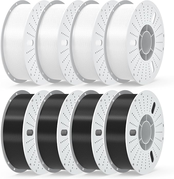 PINBALL PLA+ 3D Printer Filament 1.75mm, Black & White 3D Printing Filament, PLA Plus Filament Dimensional Accuracy +/- 0.02mm, Suitable for Most FDM 3D Printers, 8 KG 4 White+4 Black