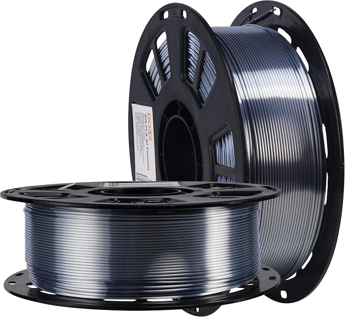 Silk Sliver PLA Satin Shiny 3D Printer Filament, 1.75mm Diameter 1kg Spool 2.2lbs for FDM 3D Printers