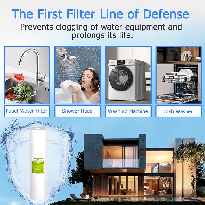 5 Micron 20" x 4.5" Whole House Sediment Filter Cartridge | Melt Blown Polypropylene, High Dirt-Holding Capacity, Fits Standard 20" x 4.5" Big Blue Housings, 6 Pack