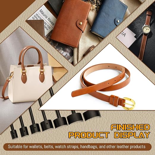 7 Sizes Leather Corner Punch, Half-Round Punch Set, Leather Belt Cutter End Punch Tool, Belt Cutting Tool, Leatherworking Tools for Strap Belts, Wallet, Bags (From15mm to 45mm)