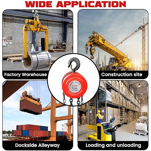 2 Ton Chain Hoist 4400LBS Capacity 10Ft Lift Manual Hand Chain Hoist with Manganese Steel G80 Chain & 2 Heavy Duty Hooks, for Garage, Warehouse, Automotive