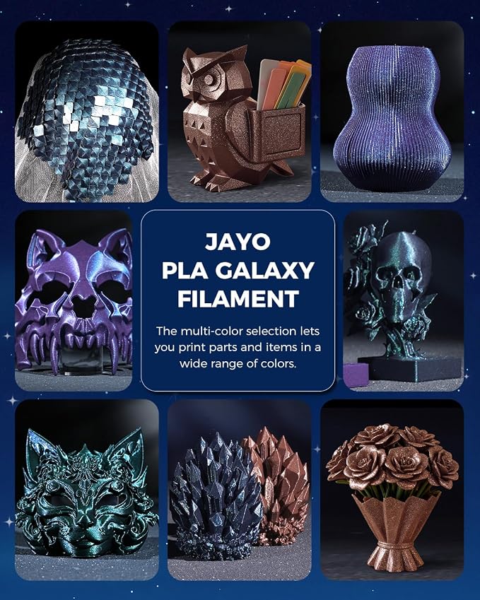 JAYO Galaxy PLA 3D Printer Filament 1.75mm 1.1kg | Sparkle Glitter Finish, Color-Shifting Effect, ±0.02mm Accuracy, Tangle Free, Vacuum Sealed, Fits for Most FDM 3D Printers