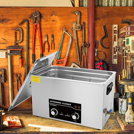 Commercial Ultrasonic Cleaner 30L with Knob, Heater Timer 10 Transducers 800W+600W 42kHz for Carburetor Bike Chain Brass Instrument Jewelry Denture Professional