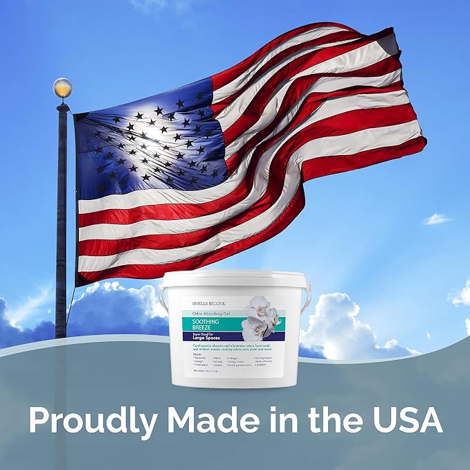 SMELLS BEGONE 1-Gallon Gel Odor Eliminator – High-Capacity, Long-Lasting Absorber for Large Basements, Garages, Workshops & Commercial Areas – Removes Tough Odors with Essential Oils (Soothing Breeze)