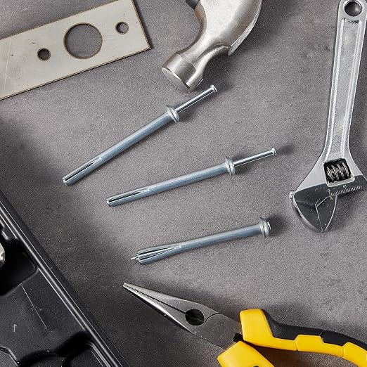 Dunzy 1 Pcs Drive Nail in Anchor Drive Expansion Cement Hammering Anchors Pin Rustproof Zinc Plated Concrete Nails Heavy Duty for Metal Brick Drywall Wood, Hammer Fasteners Kit(1/4" x 1-1/4")