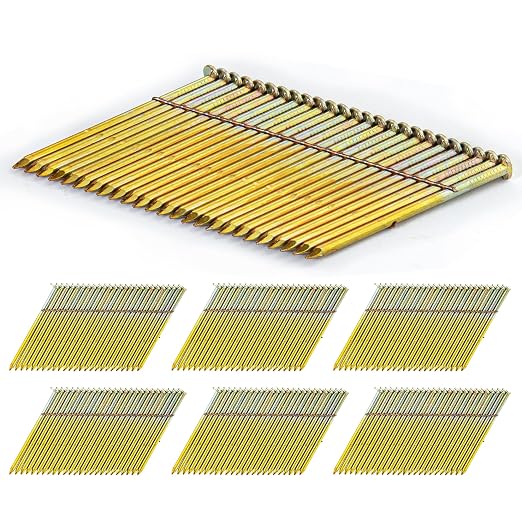 meite 28 Degree Framing Nails 2-3/8 Inch Galvanized Wire Weld Collated Nails for Framing Nailer Gun, Offset Round Head Smooth Shank Framing Nails for Structural Wall Sheathing Decking 2,000PCS | Offset Full Round Head Smooth Shank, Rust-proof, Fits Pne...