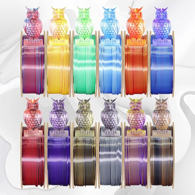 1.75mm Silk Blue/White PLA Dual Color in 1 Coextrusion PLA 3D Printing Filament, 1KG 2.2lbs 2 Color Silk Bicolor Dichromatic 3D Printer Material, Widely Support for 3D Printers, Blue/White
