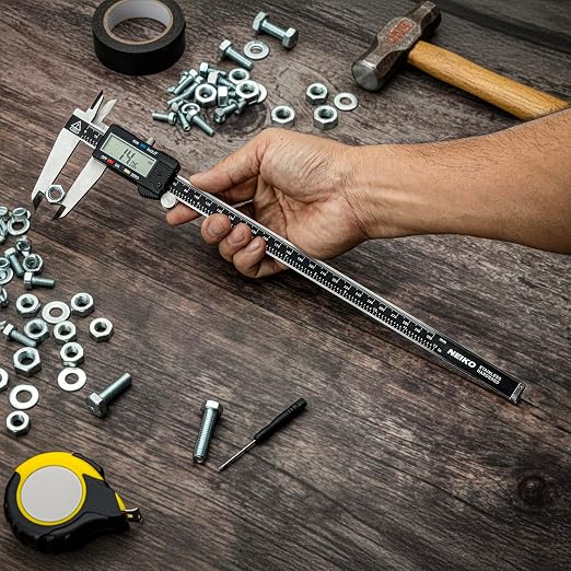 NEIKO 01409A 12” Electronic Digital Caliper | Extra Large Display | 0-12 Inches | Inch/Fractions/Millimeter Conversion | Polished Stainless Steel